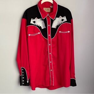 Scully Red and Black Western Poker Game Hold'em or Fold'em Shirt Size
Large